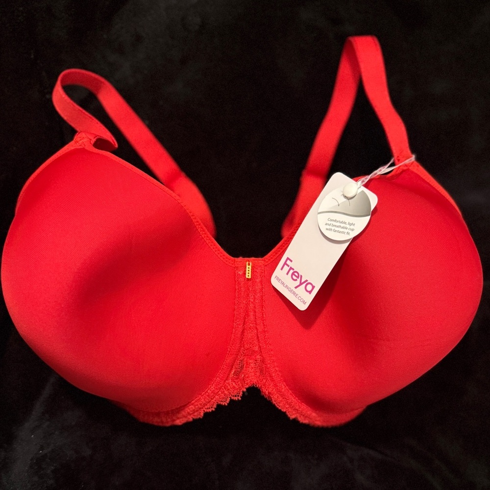 Freya Vibrant Red Lace Offbeat Demi T-shirt Bra, AA5450 - Picture 10 of 13